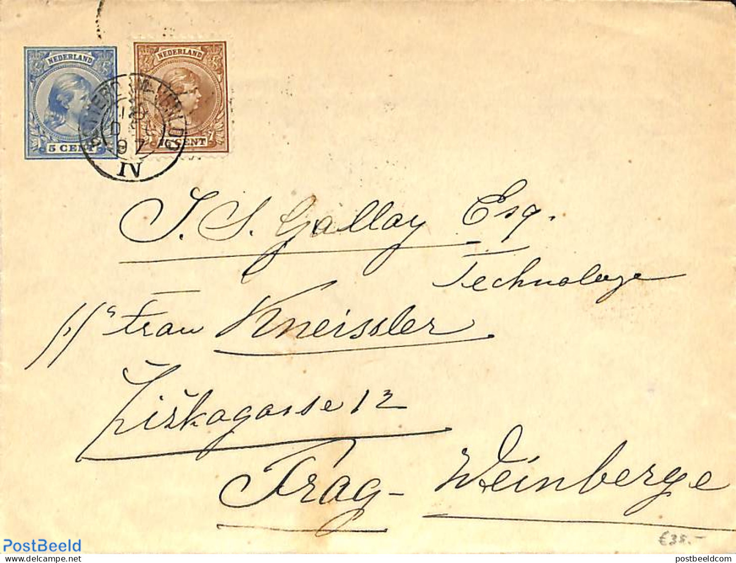 Netherlands 1897 Cover From Rotterdam To Prag-Weinberge , Postal History - Lettres & Documents