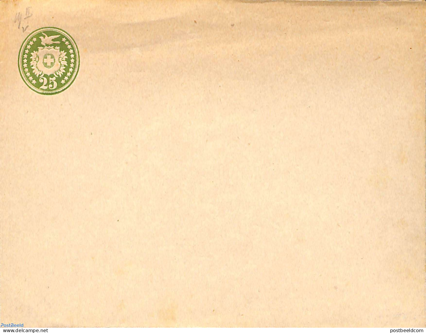 Switzerland 1877 Envelope 25c, WM Position Y2, Unused Postal Stationary - Brieven En Documenten