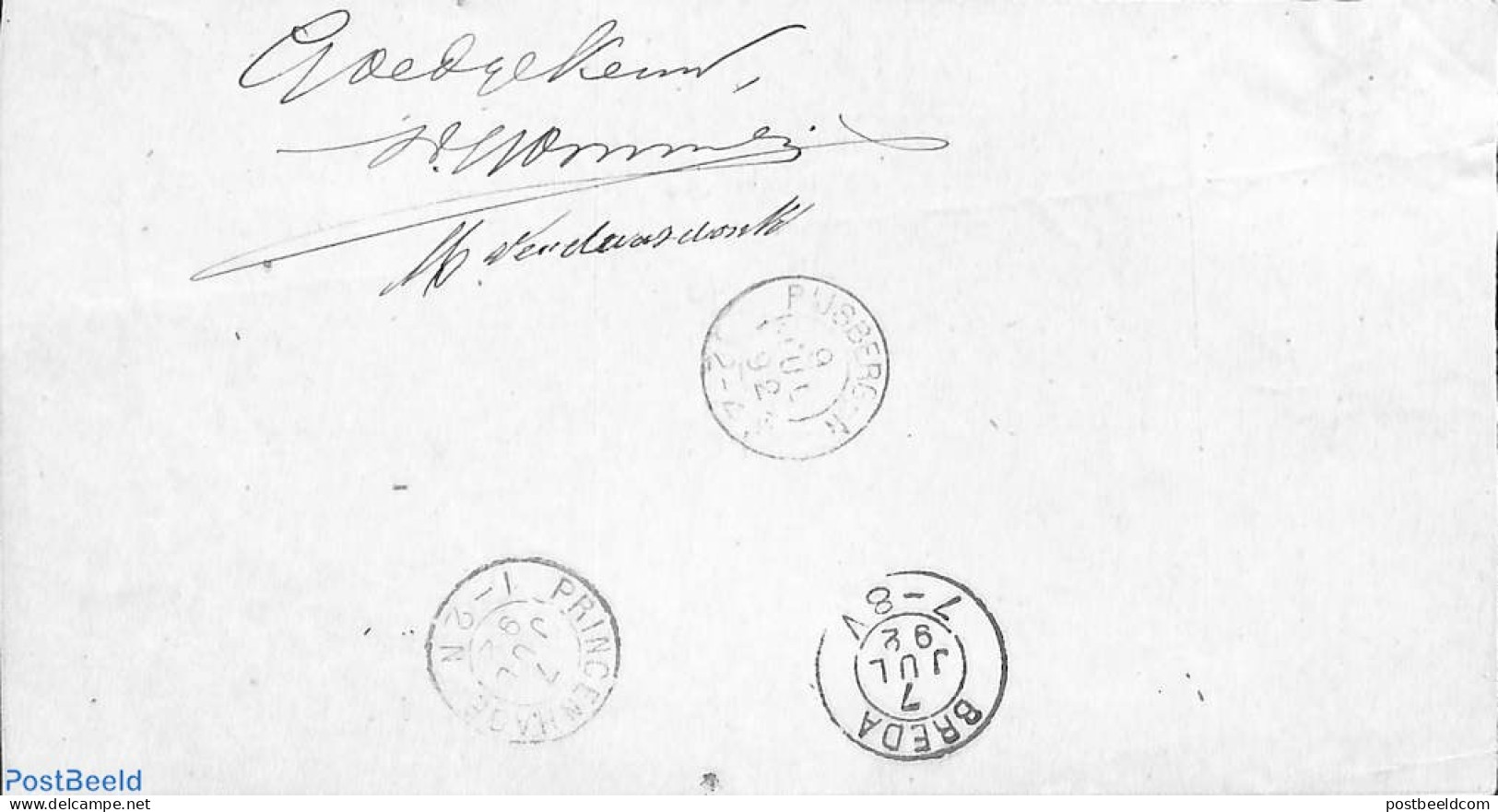 Netherlands 1892 Subscription From The Hague To Rijsbergen. Princess Wilhelmina (hangend Haar), Postal History - Lettres & Documents