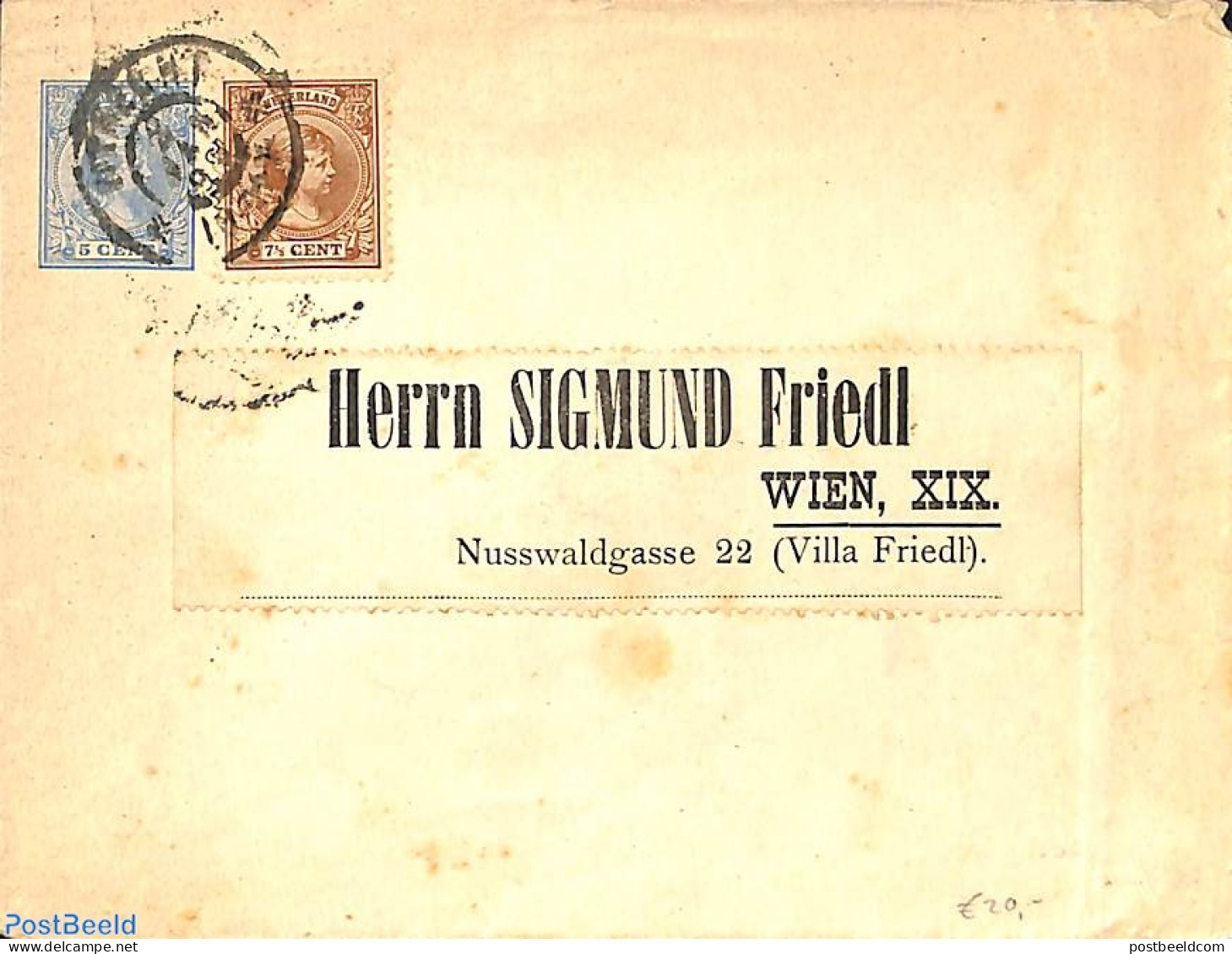 Netherlands 1899 Cover From Utrecht To Vienna. 2x Princess Wilhelmina (hangend Haar), Postal History - Cartas & Documentos