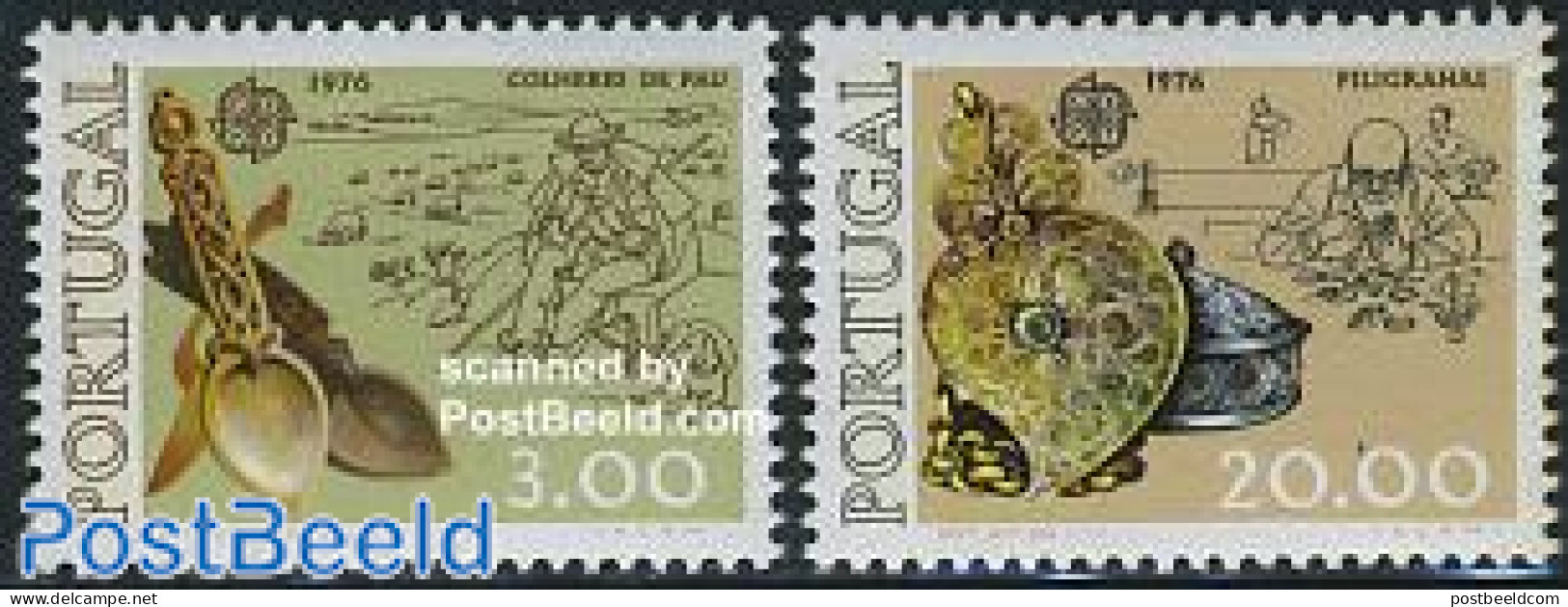 Portugal 1976 Europa 2v, Unused (hinged), History - Europa (cept) - Art - Art & Antique Objects - Handicrafts - Neufs