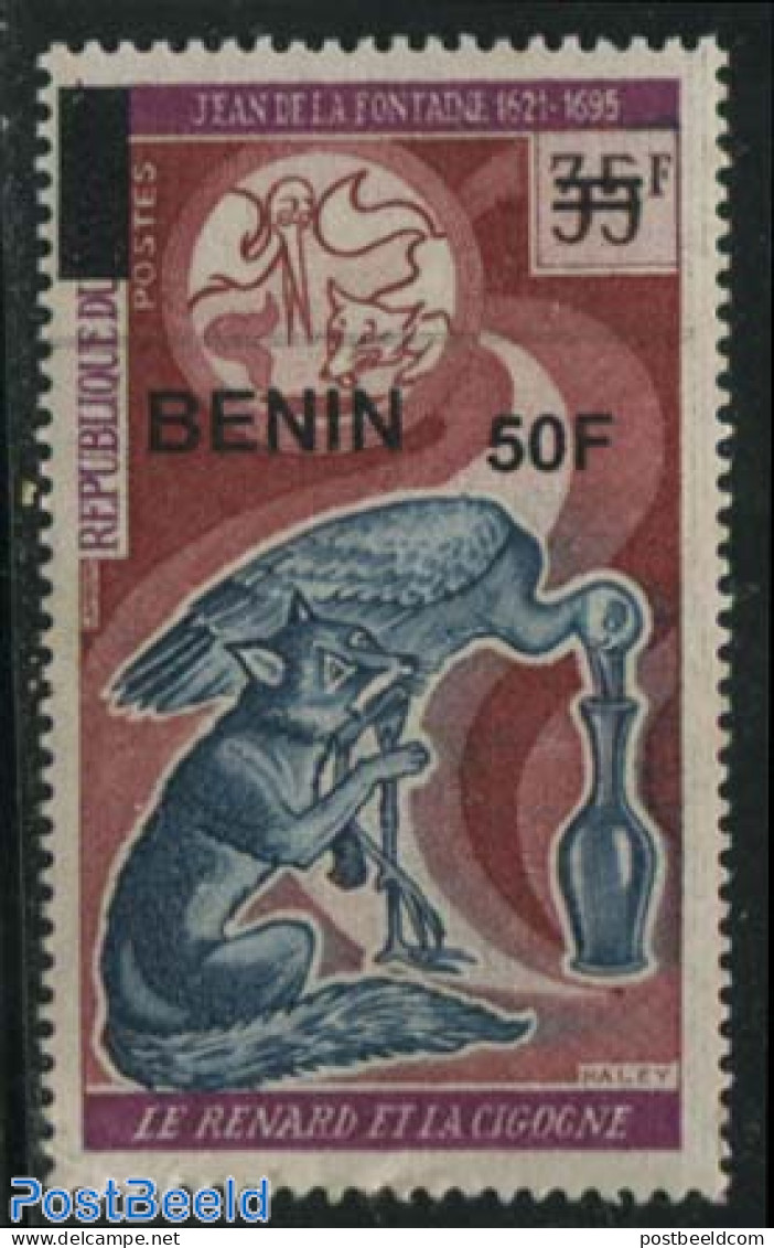 Benin 2009 50f On 35f, Jean De La Fontaine 1v, Mint NH, Nature - Birds - Art - Fairytales - Neufs