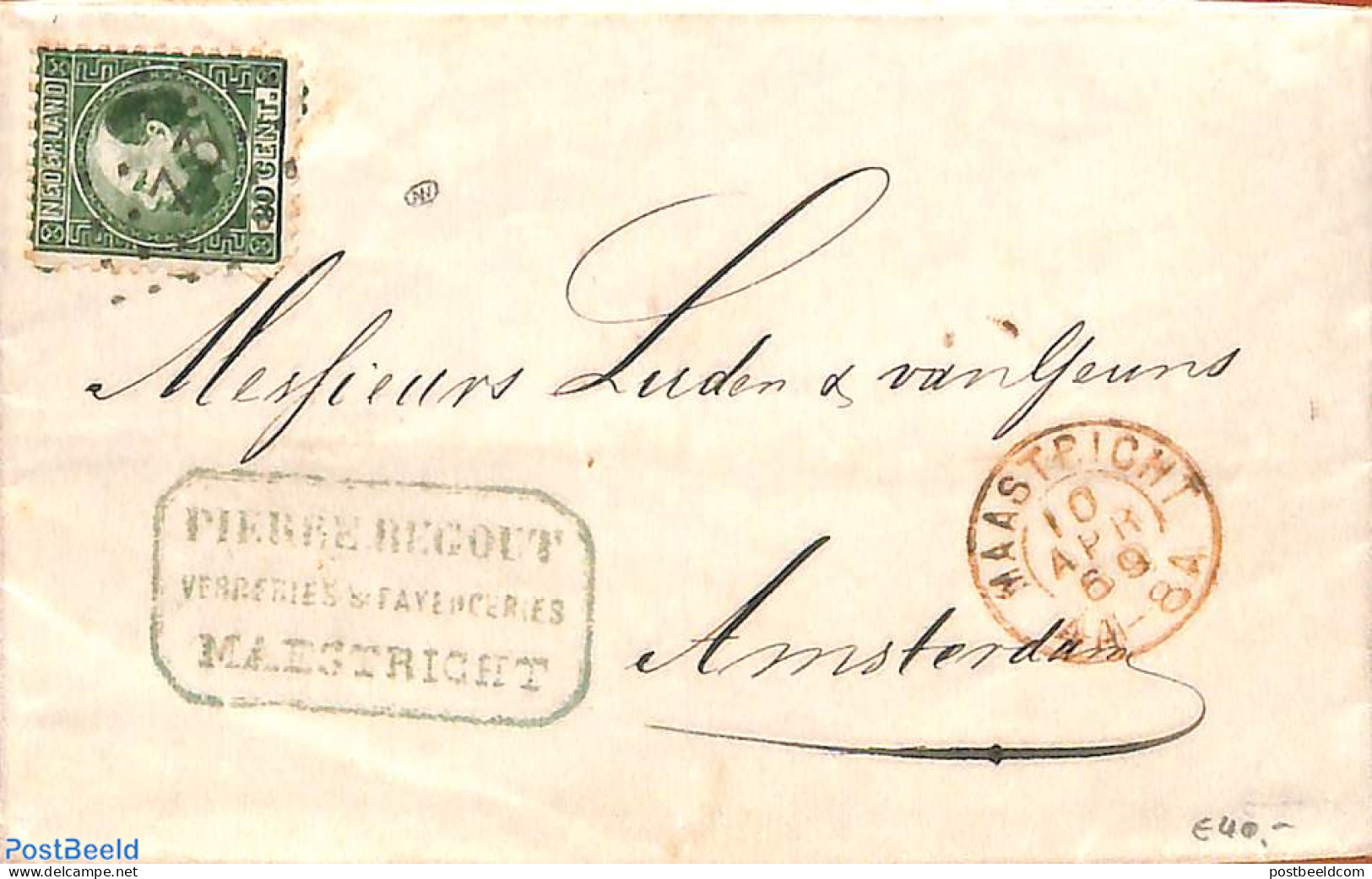 Netherlands 1869 Folding Cover From Maastricht (73) To Amsterdam, Postal History - Lettres & Documents