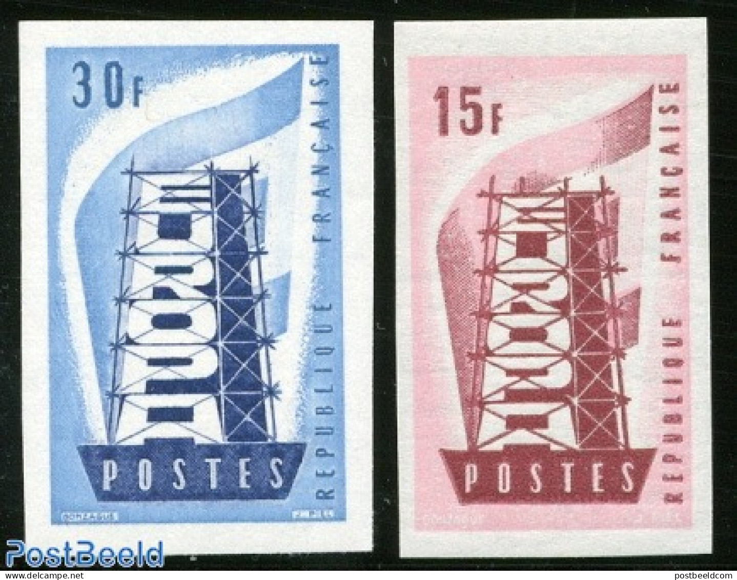 France 1956 Europa 2v, Imperforated, Mint NH, History - Europa (cept) - Unused Stamps