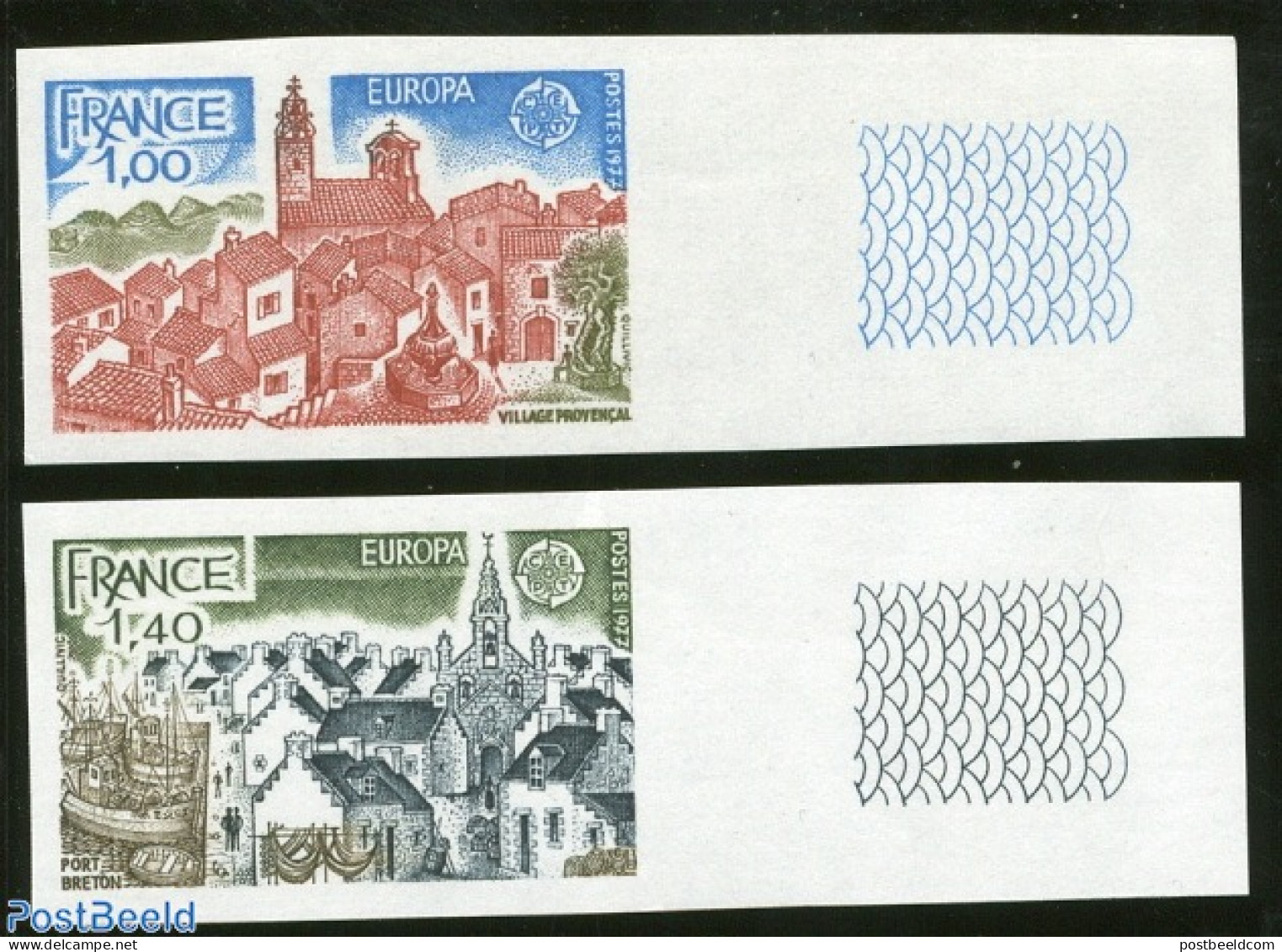 France 1977 Europa 2v, Imperforated, Mint NH, History - Transport - Europa (cept) - Ships And Boats - Art - Architecture - Unused Stamps
