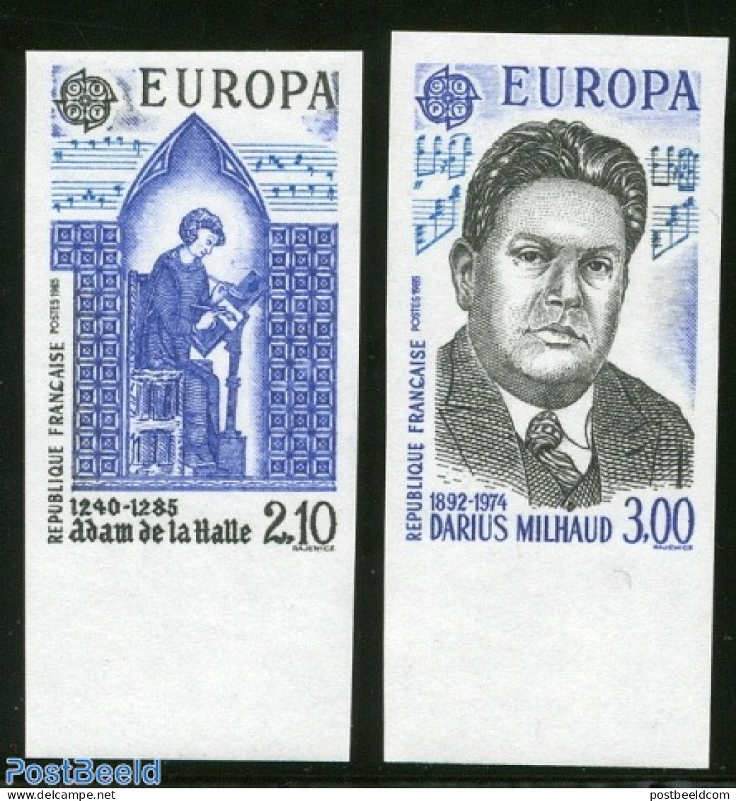 France 1985 Europa 2v, Imperforated, Mint NH, History - Performance Art - Europa (cept) - Music - Staves - Neufs