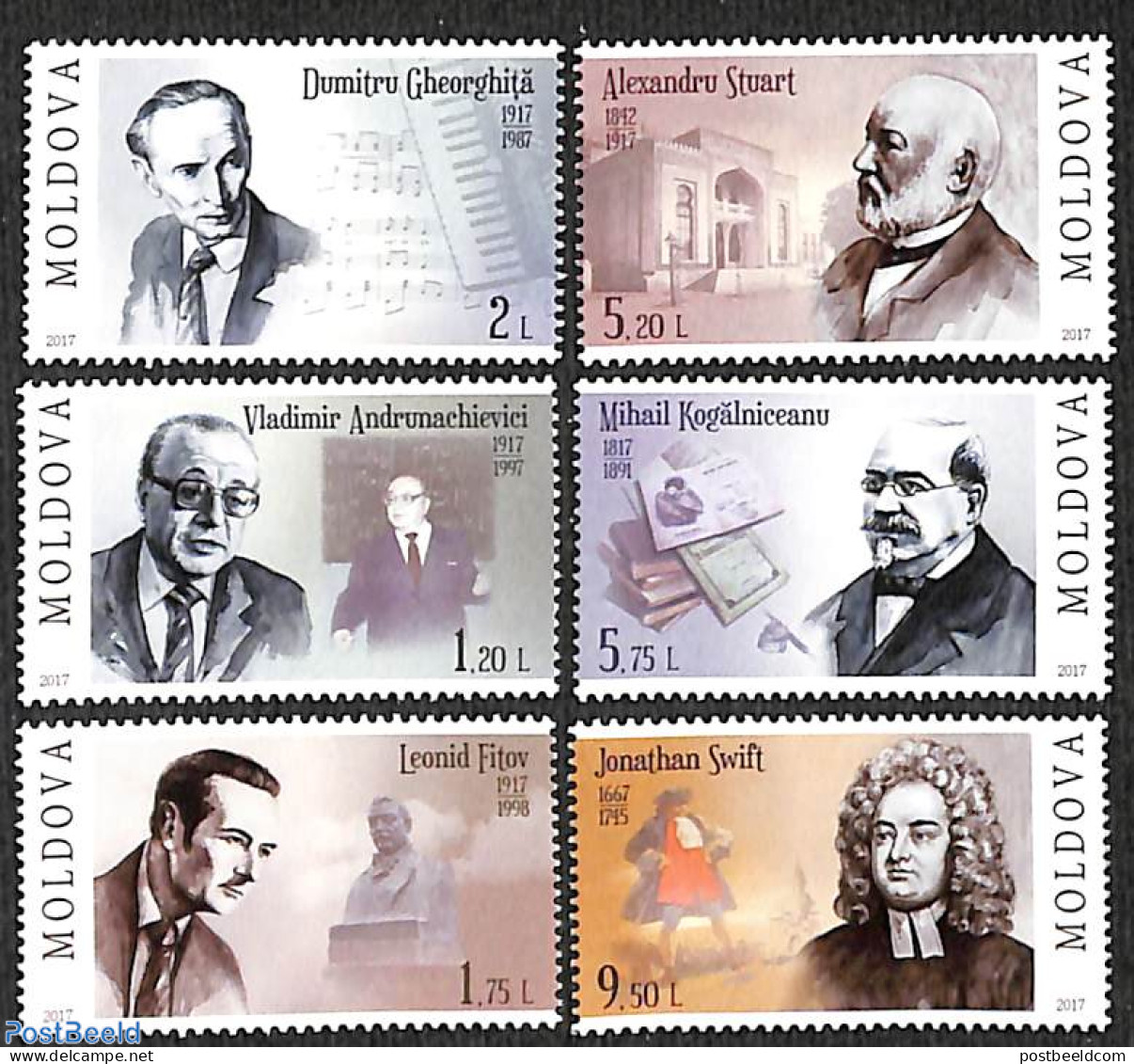 Moldova 2017 Famous Persons 6v, Mint NH, Performance Art - Music - Art - Authors - Music