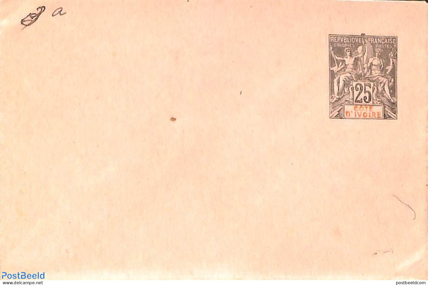 Ivory Coast 1892 Envelope 25c, 116x76mm, Unused Postal Stationary - Briefe U. Dokumente