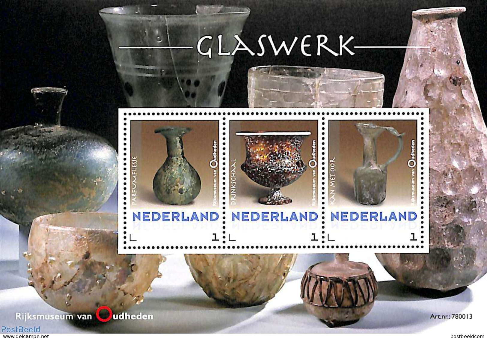 Netherlands - Personal Stamps TNT/PNL 2018 Rijksmuseum Van Oudheden, Glass 3v M/s, Mint NH, History - Archaeology - Ar.. - Archéologie