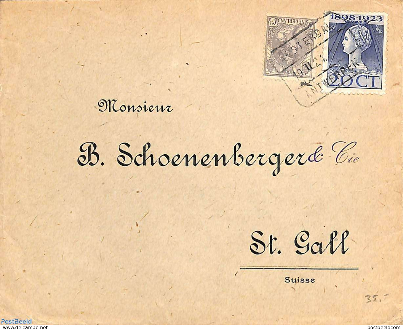 Netherlands 1927 Railway Post To St. Gall, Postal History - Lettres & Documents