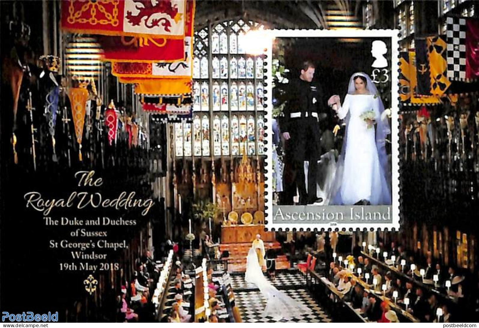 Ascension 2018 Prince Harry And Meghan Markle Wedding S/s, Mint NH, History - Kings & Queens (Royalty) - Familias Reales
