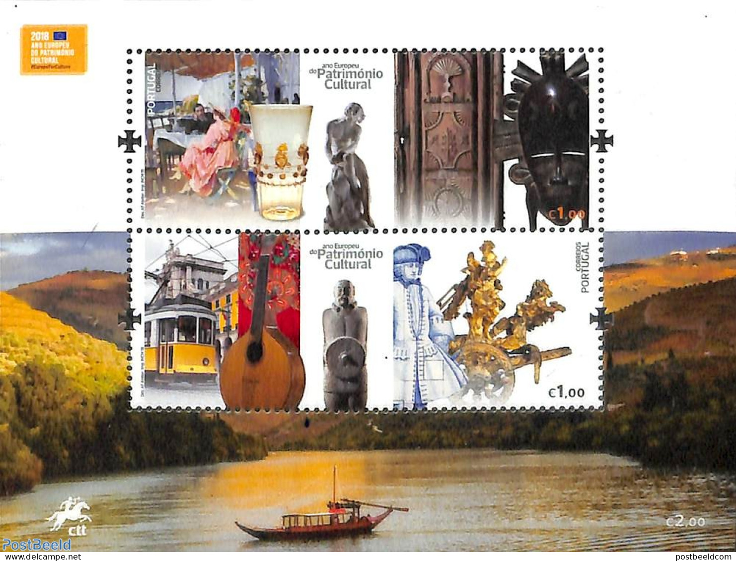 Portugal 2018 European Year Of Cultural Heritage S/s, Mint NH, History - Transport - Europa Hang-on Issues - Trams - A.. - Neufs