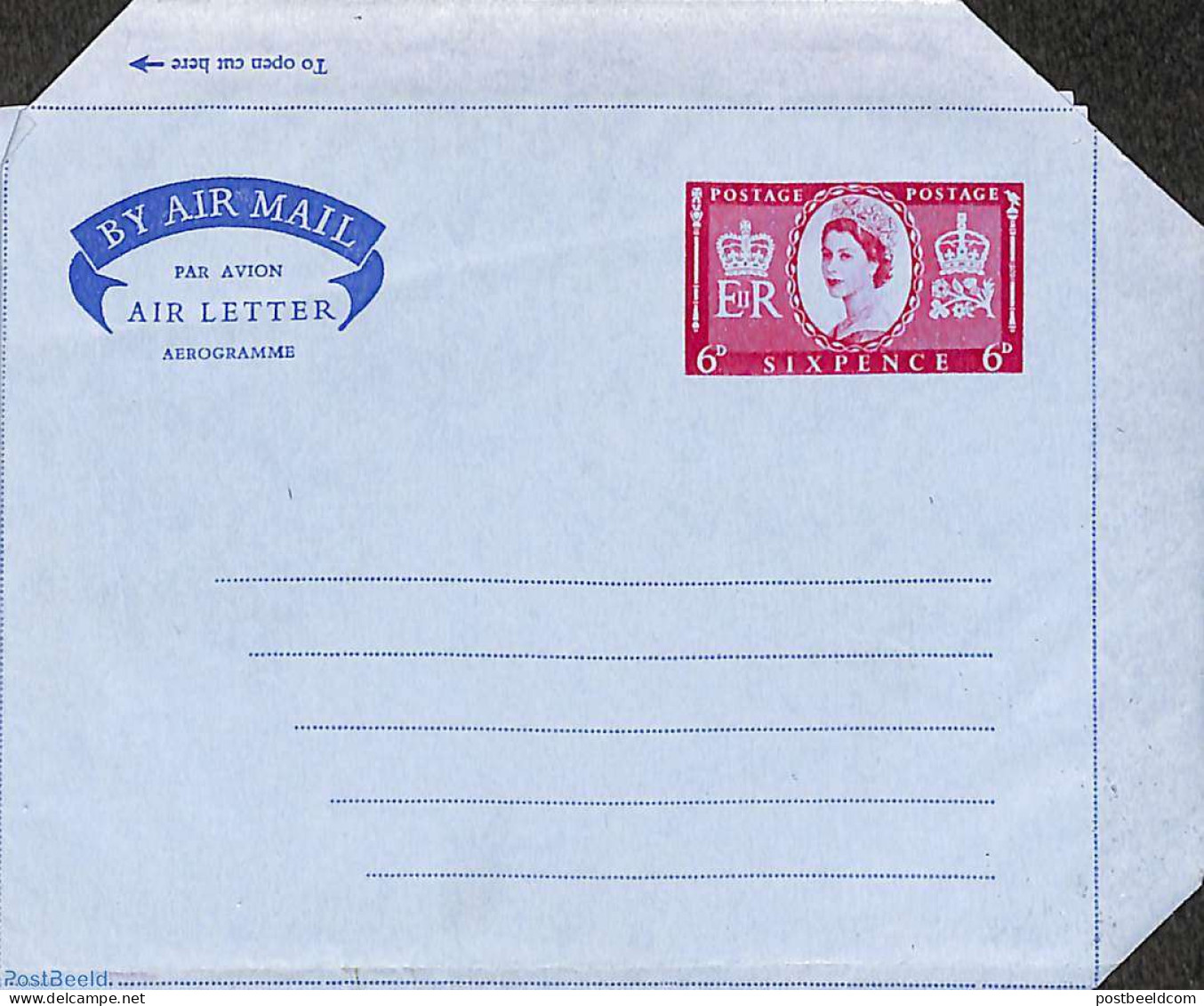 Great Britain 1955 Aerogramme 6d, Unused Postal Stationary - Cartas & Documentos