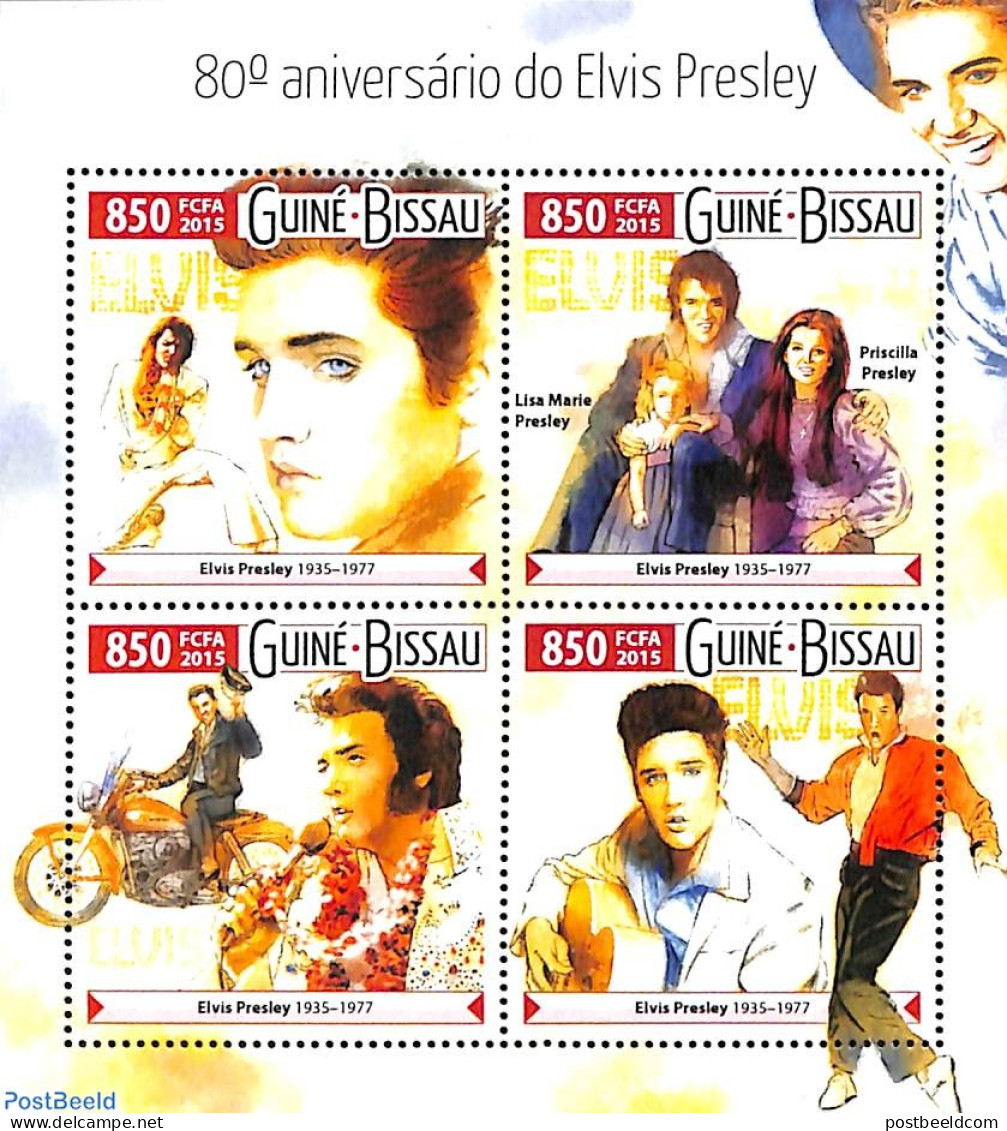 Guinea Bissau 2015 Elvis Presley 4v M/s, Mint NH, Performance Art - Transport - Elvis Presley - Motorcycles - Elvis Presley