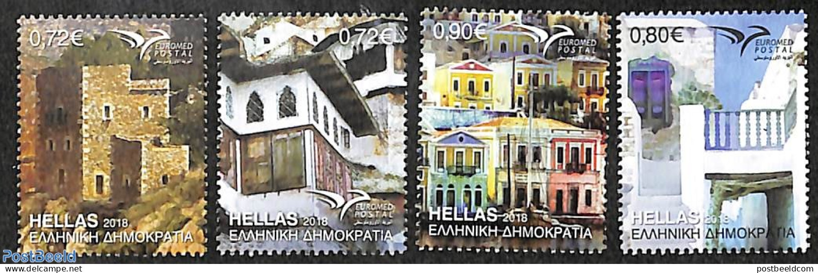 Greece 2018 Euromed, Houses 4v, Mint NH - Unused Stamps