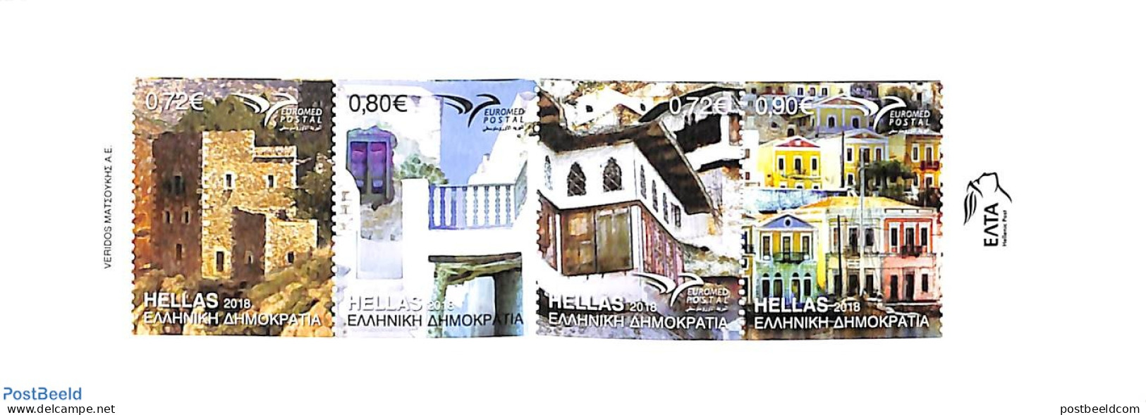 Greece 2018 Euromed, Houses 4v In Booklet, Mint NH, Stamp Booklets - Ongebruikt