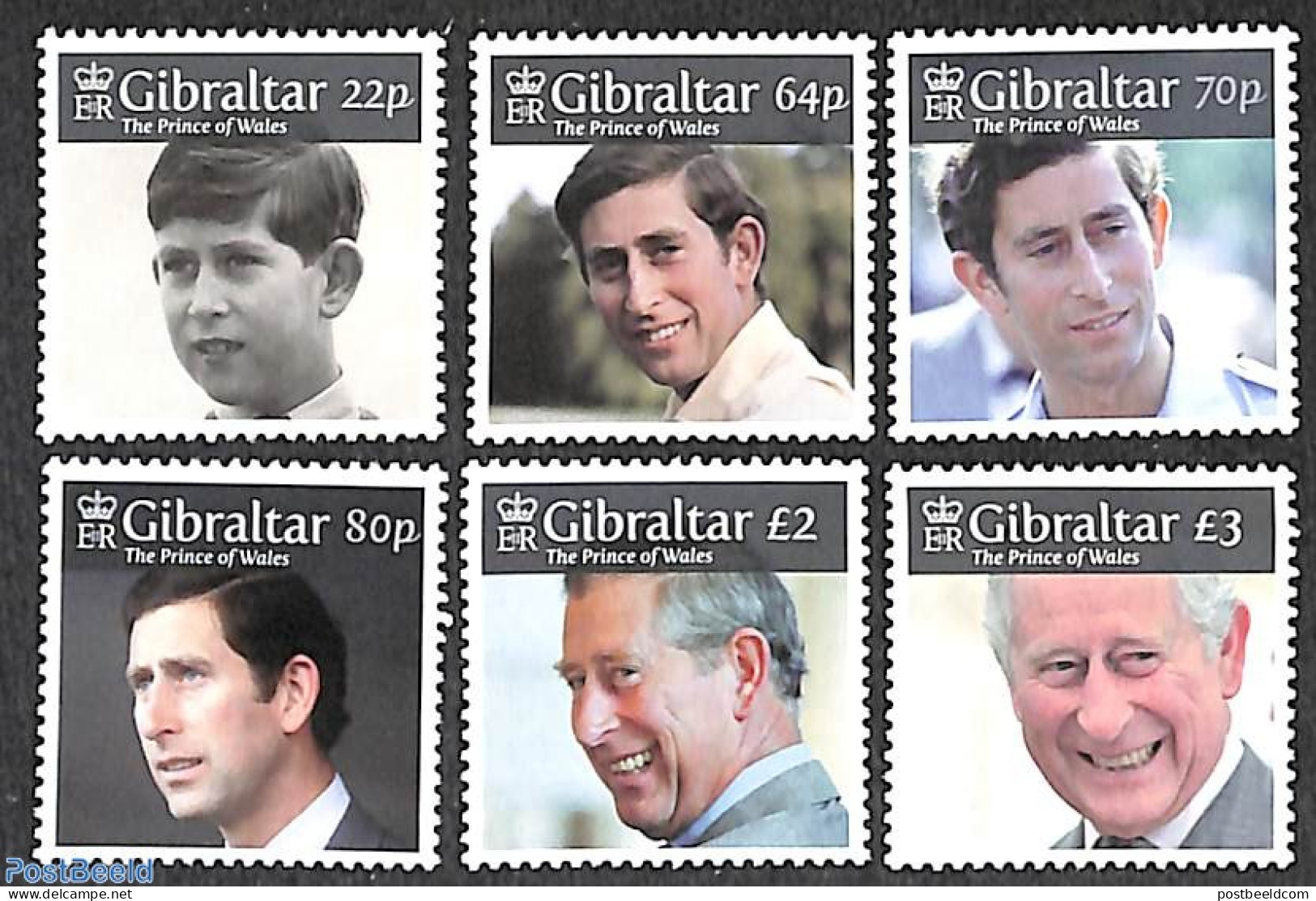 Gibraltar 2018 Prince Charles 70th Birthday 6v, Mint NH, History - Kings & Queens (Royalty) - Familles Royales