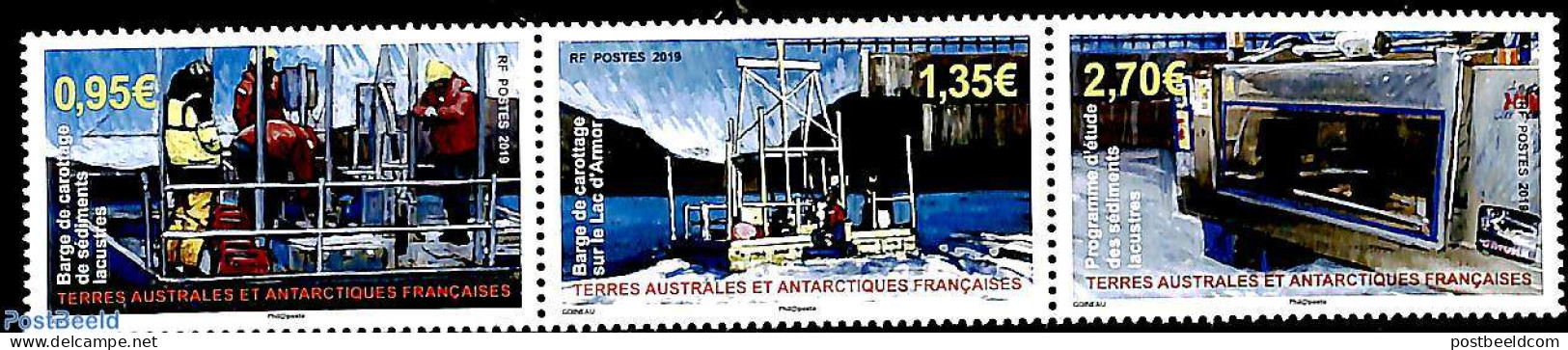 French Antarctic Territory 2019 Carottage Sediment Drilling 3v [::], Mint NH - Neufs