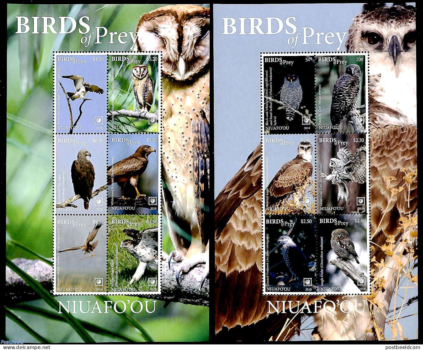 Niuafo'ou 2018 Birds Of Prey 12v (2 M/s), Mint NH, Nature - Birds - Birds Of Prey - Otros & Sin Clasificación