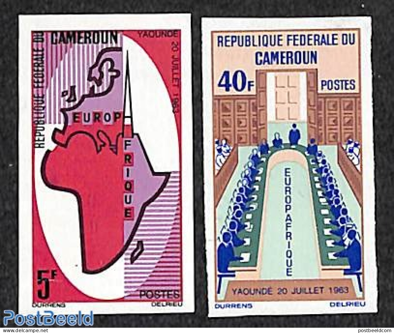 Cameroon 1965 Europafrique 2v, Imperforated, Mint NH, History - Various - Afriqueeurope - Maps - Autres & Non Classés