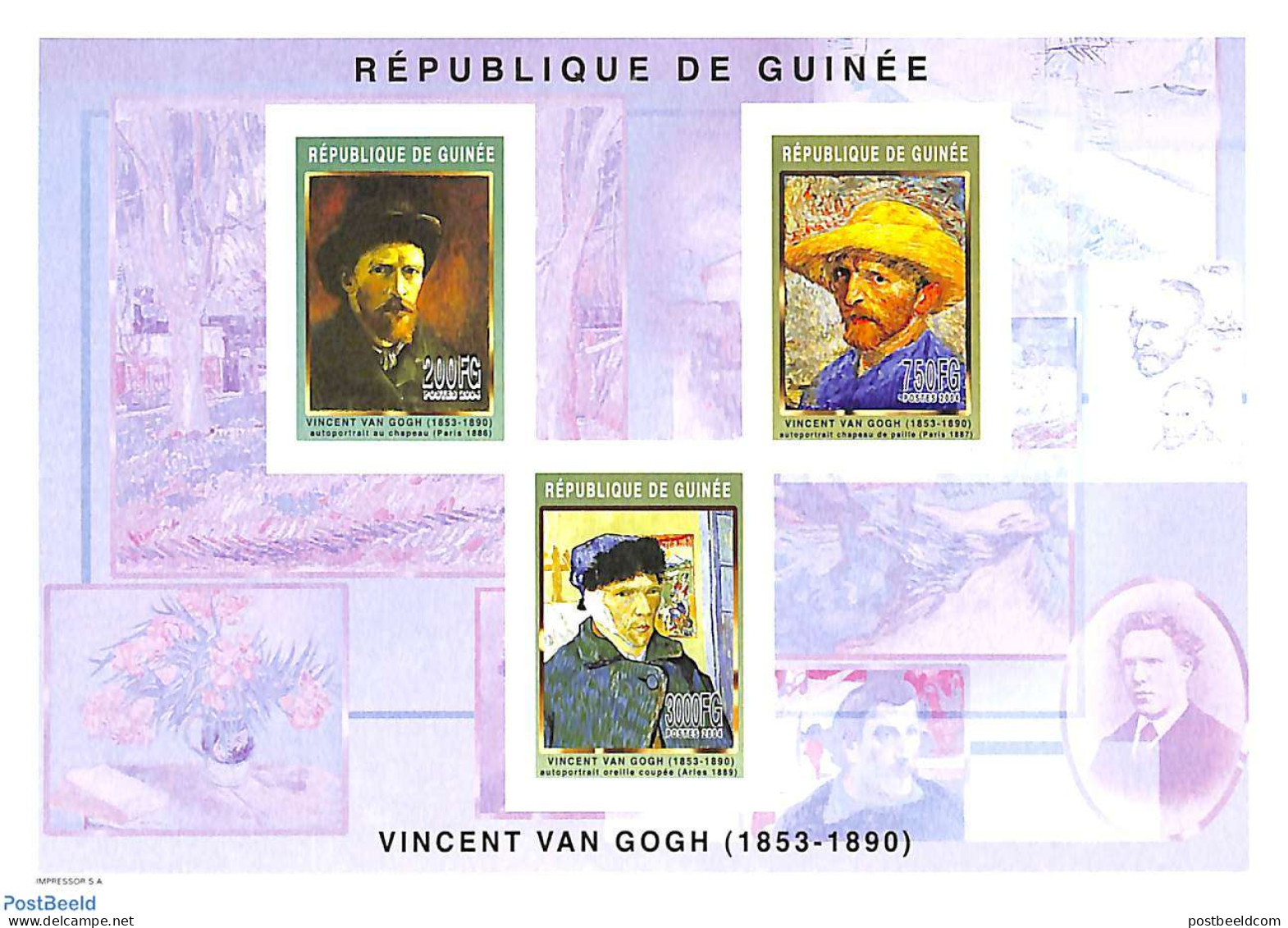 Sao Tome/Principe 2004 Vincent Van Gogh 3v, Imperforated, Mint NH, Art - Modern Art (1850-present) - Vincent Van Gogh - Sao Tome Et Principe