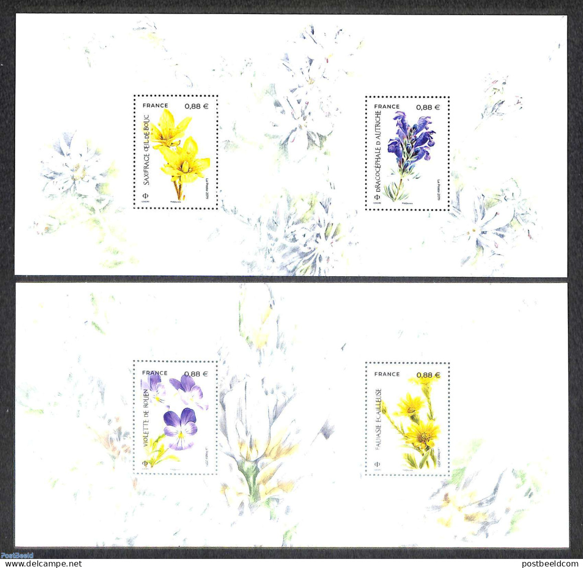 France 2019 Endangered Flora, 2 Special S/s, Mint NH, Nature - Flowers & Plants - Neufs