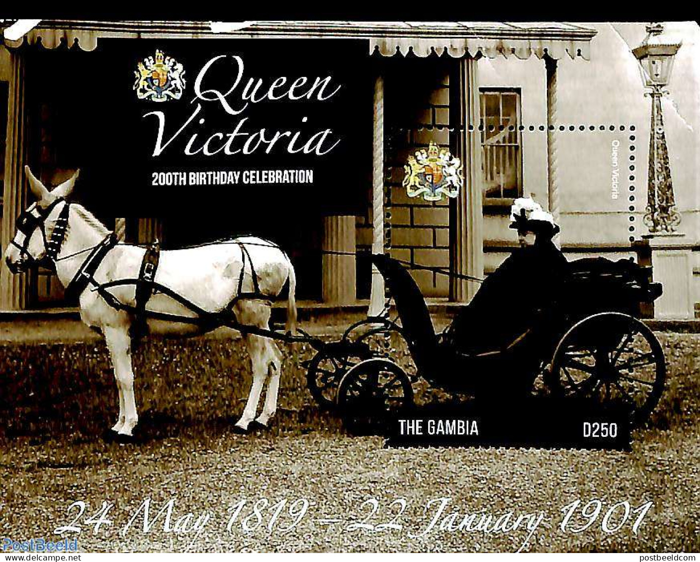 Gambia 2019 Queen Victoria 200th Birth Anniversary S/s, Mint NH, History - Nature - Transport - Kings & Queens (Royalt.. - Familles Royales