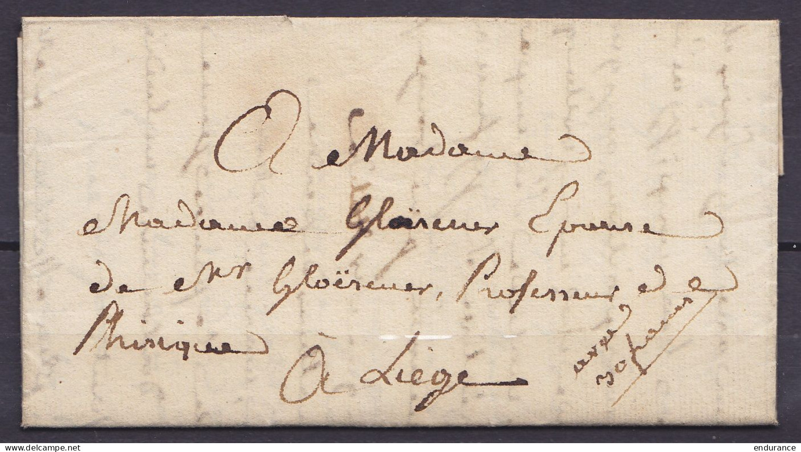 L. Datée 26 Août 1838 De NANCY Pour LIEGE - Man. "avec 30 Francs" - 1830-1849 (Belgio Indipendente)