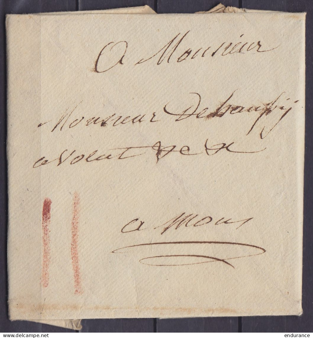 L. Datée 12 Ajnvier 1791 De BEAUMONT Pour MONS - Port "II" à La Craie Rouge - 1790-1794 (Rivol. Austriaca E Invasione Francese)