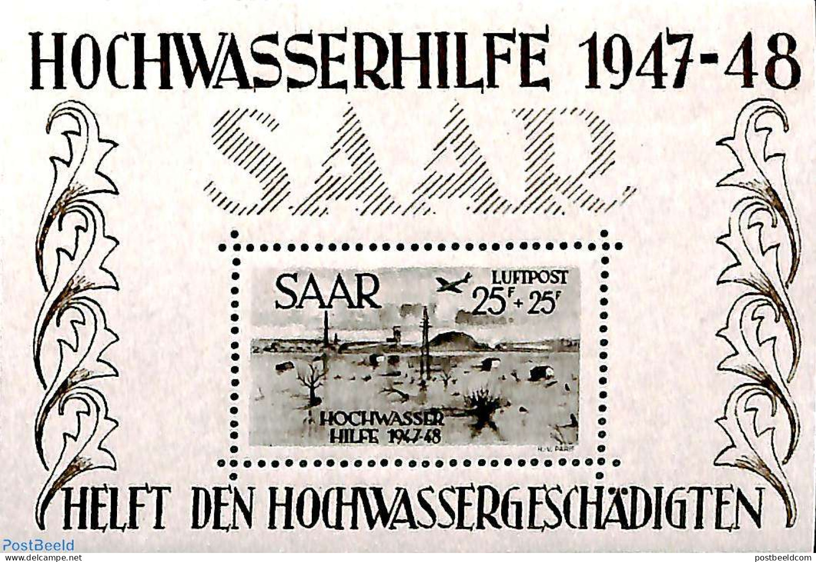 Germany, Saar 1948 Innondation Fund S/s, Mint NH, History - Nature - Water, Dams & Falls - Disasters - Andere & Zonder Classificatie