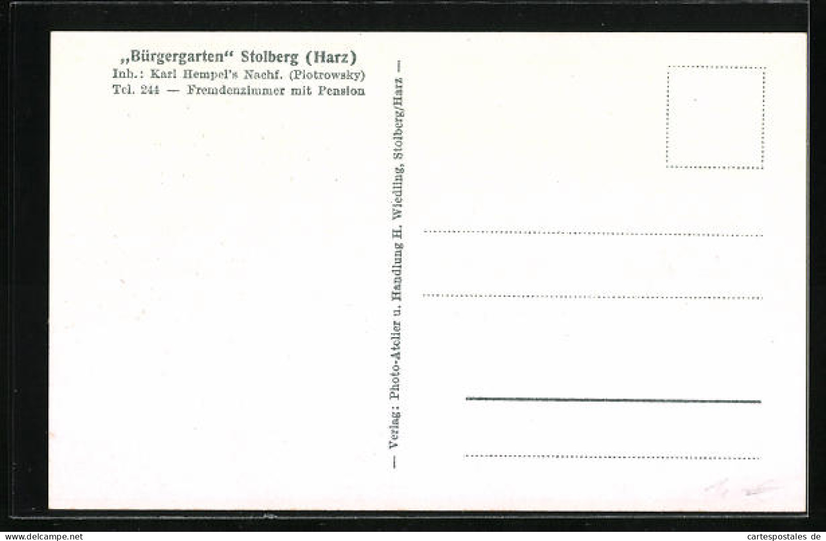 AK Stolberg /Harz, Innenansicht Pension Bürgergarten  - Stolberg (Harz)