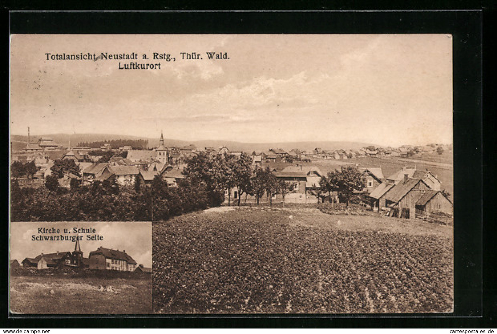 AK Neustadt A. Rstg., Totalansicht, Kirche Und Schule Schwarzburger Seite  - Andere & Zonder Classificatie