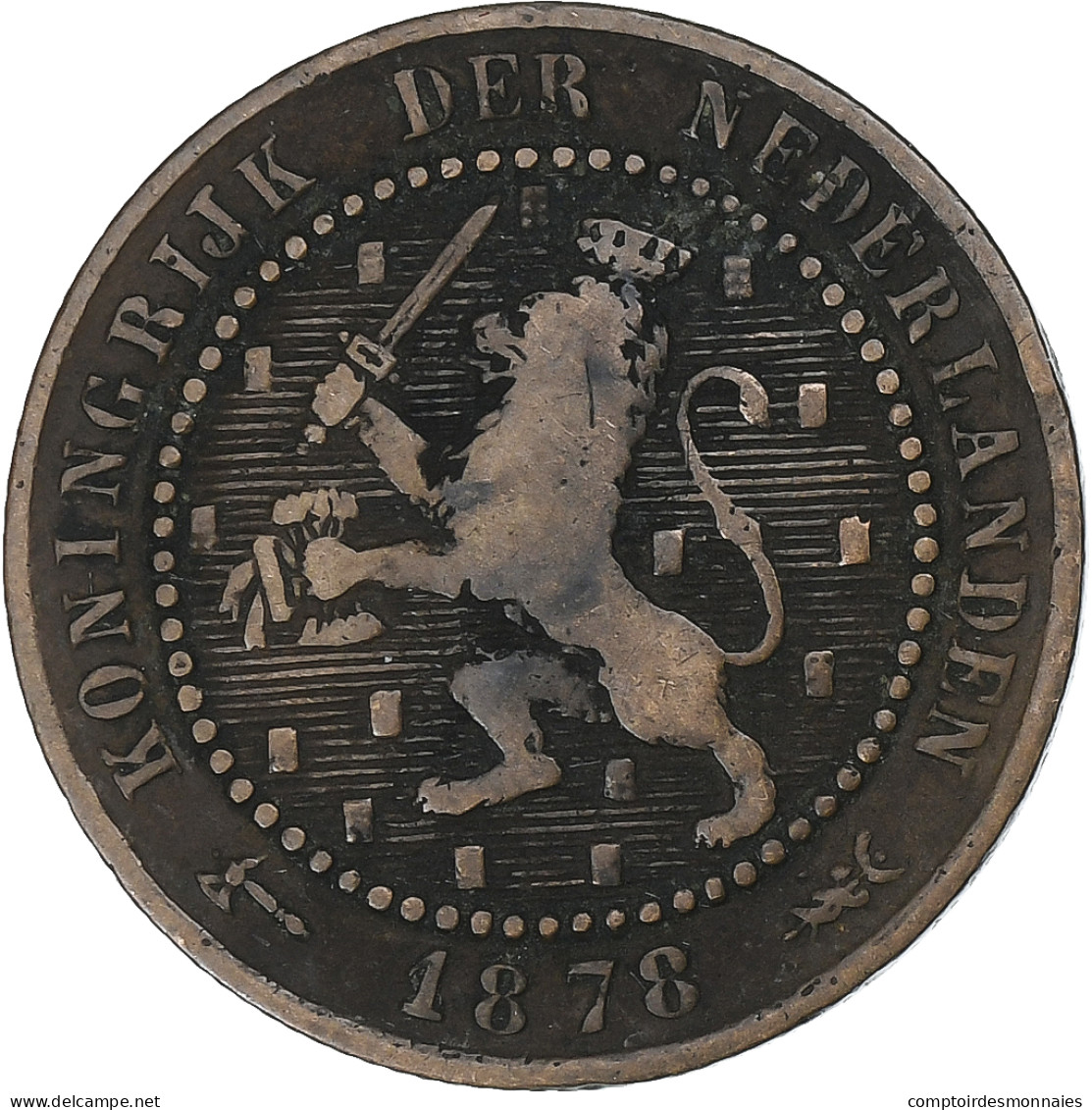 Pays-Bas, William III, Cent, 1878, Utrecht, Cuivre, TB+, KM:107.1 - 1849-1890 : Willem III