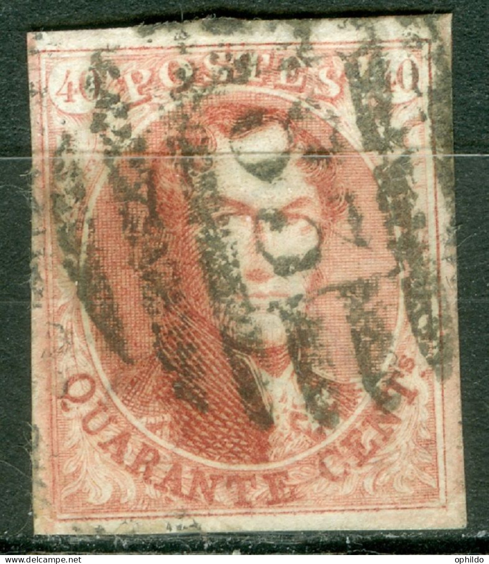 Belgique 8 Ob TB Obli P83 8 Barres Mons - 1851-1857 Medaillen (6/8)