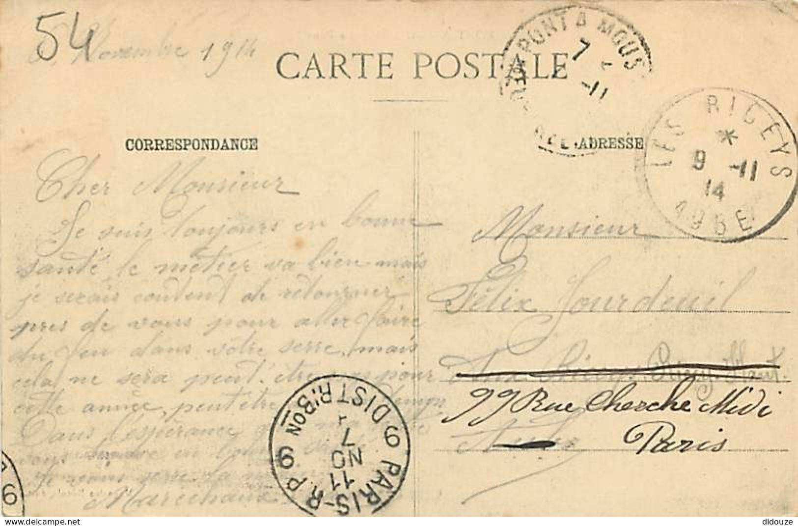 54 - Pont à Mousson - Le Pont - Correspondance - Oblitération Ronde De 1914 - CPA - Voir Scans Recto-Verso - Pont A Mousson