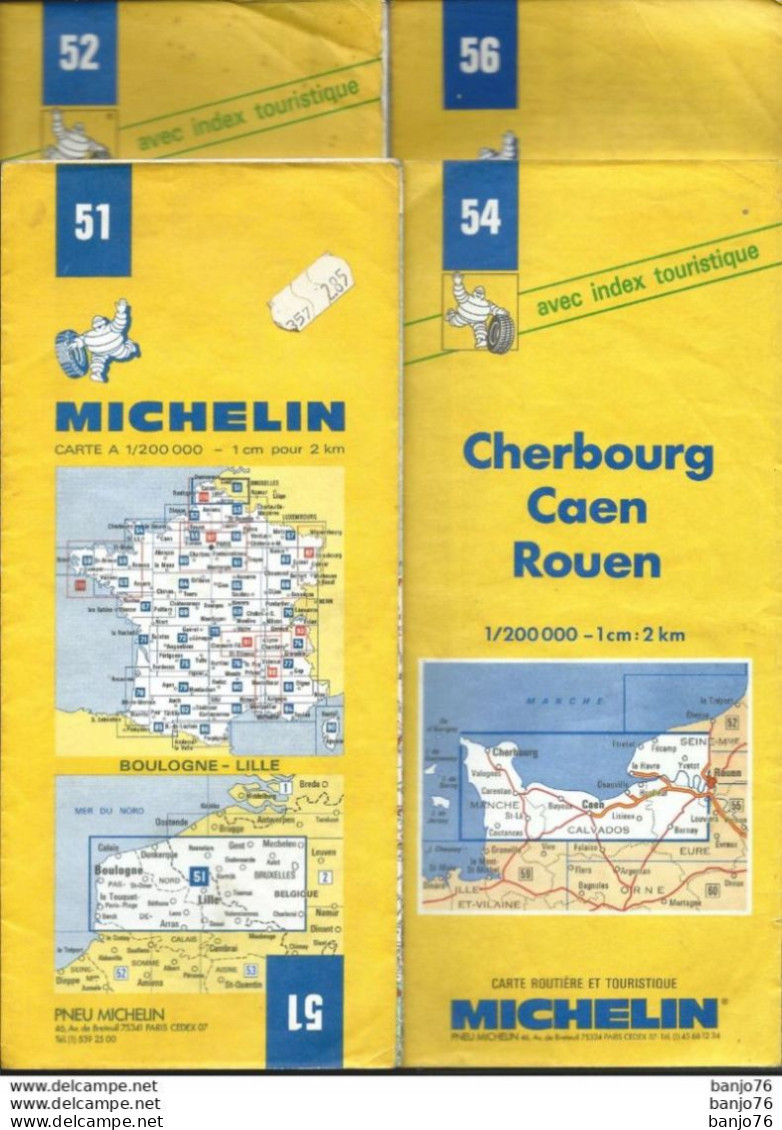 8 Cartes MICHELIN - N° 51 - 52 - 54 - 56 - 57 - 58 - 59 - 60 Au 200.000ème - Wegenkaarten