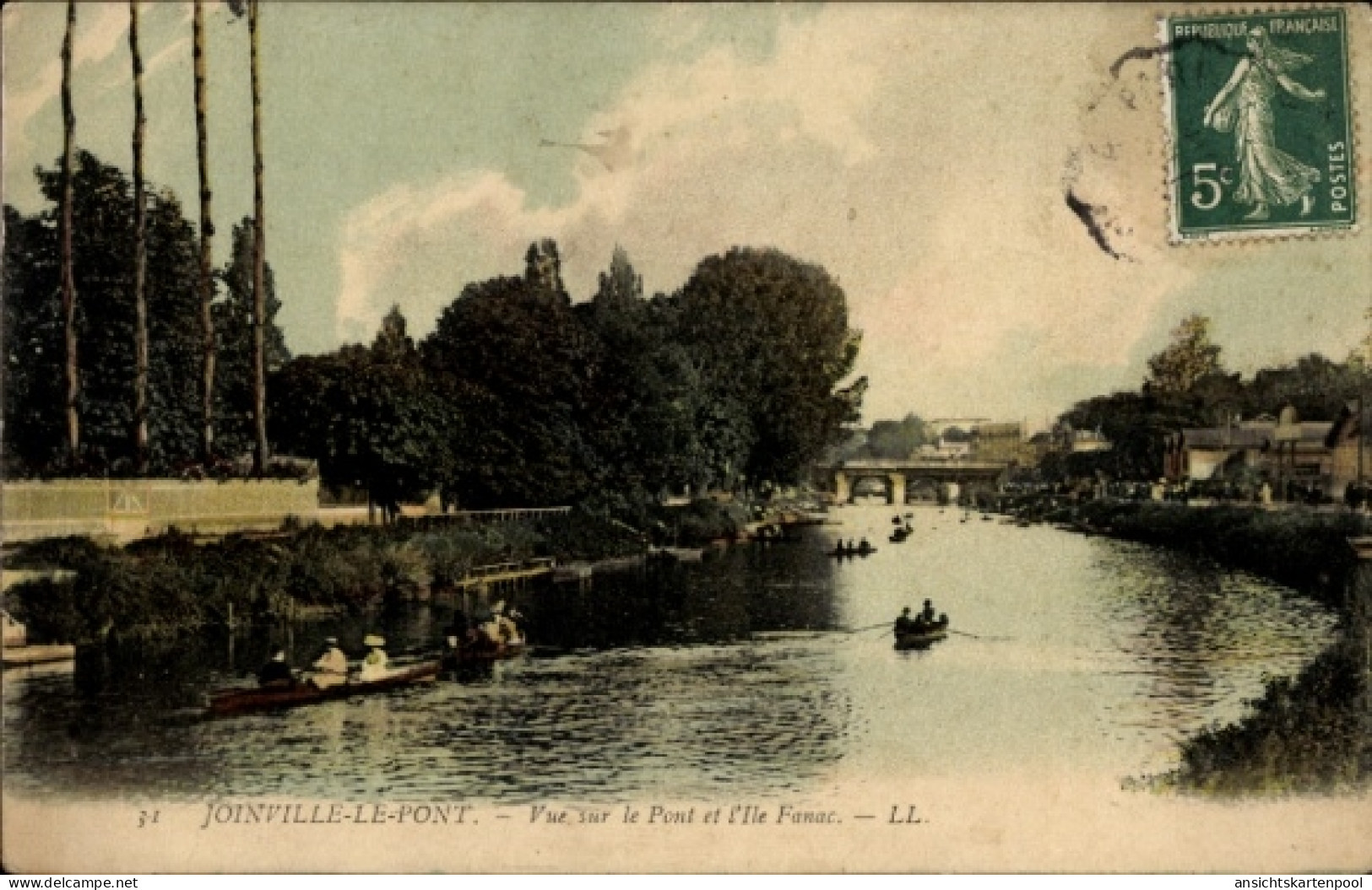 CPA Joinville Le Pont Val De Marne, Vue Sur Le Pont Et L'Ile Fanac - Sonstige & Ohne Zuordnung