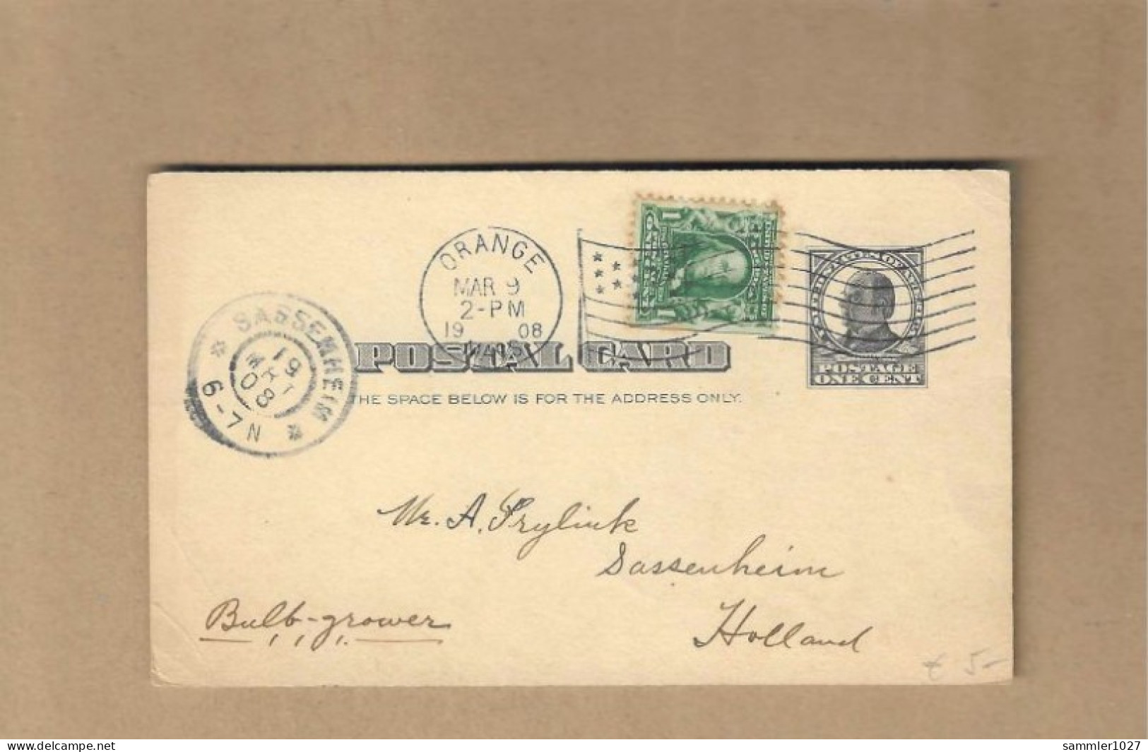 Los Vom 22.05   Postkarte Aus Orange Nach Sassenheim 1908 - Lettres & Documents