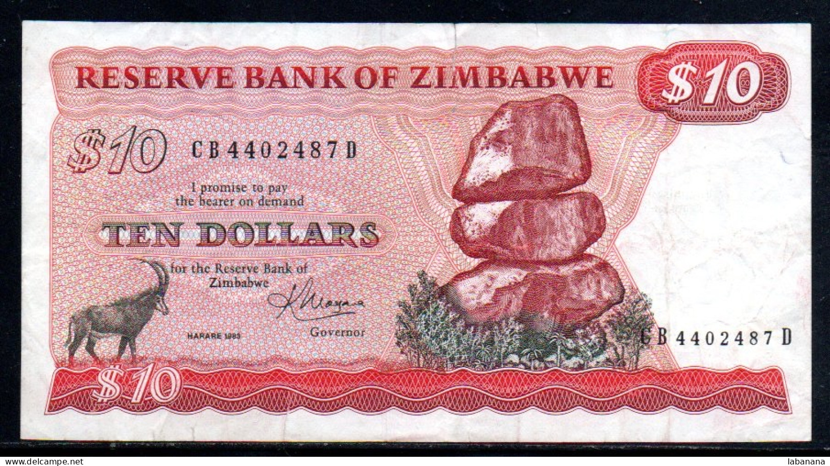 659-Zimbabwe 10$ 1983 CB440D, Petites Déchirures - Zimbabwe