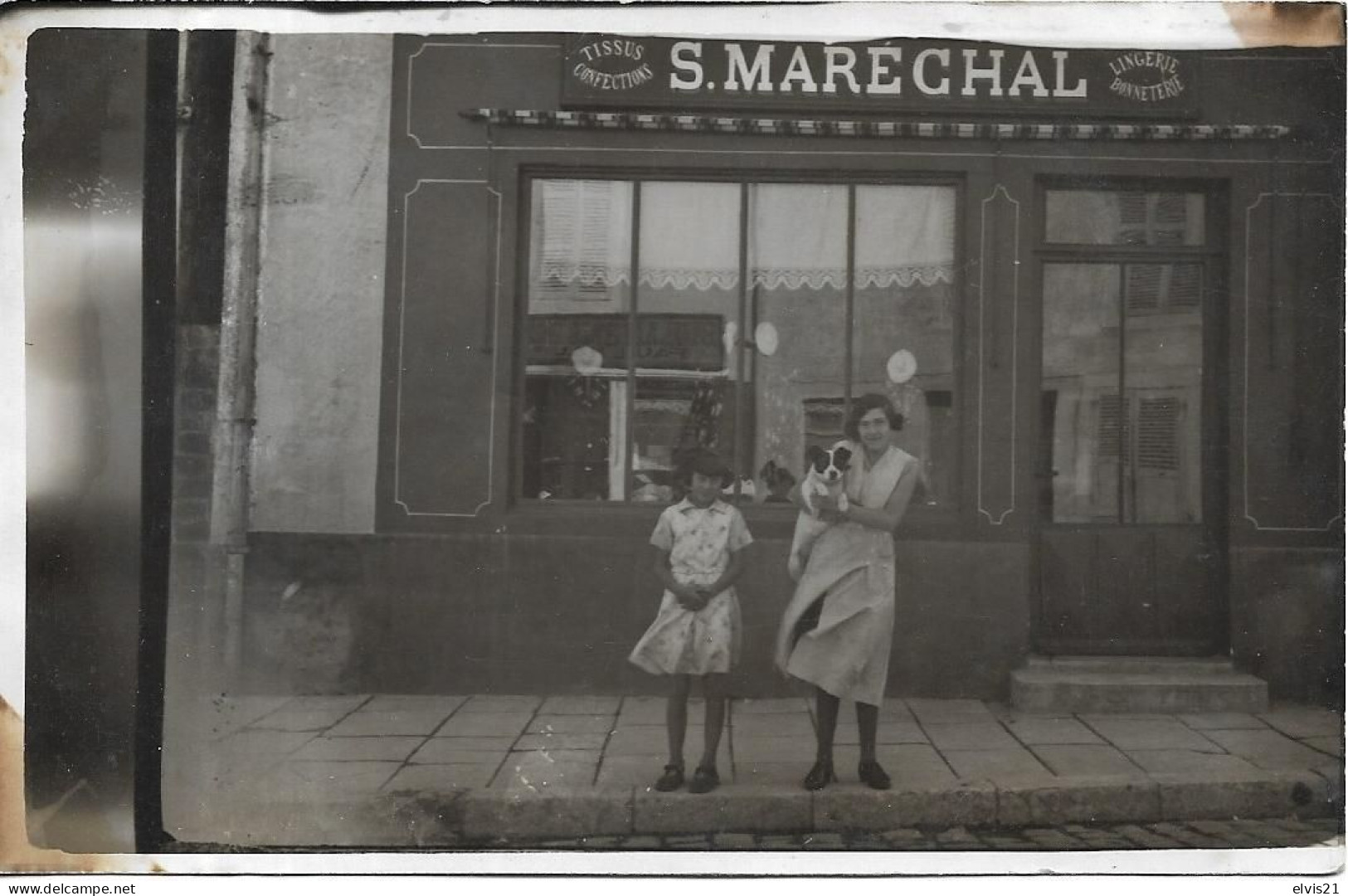 MASSANGIS ? Carte Photo S. MARECHAL Magasin De Tissus Bonneterie - Autres & Non Classés