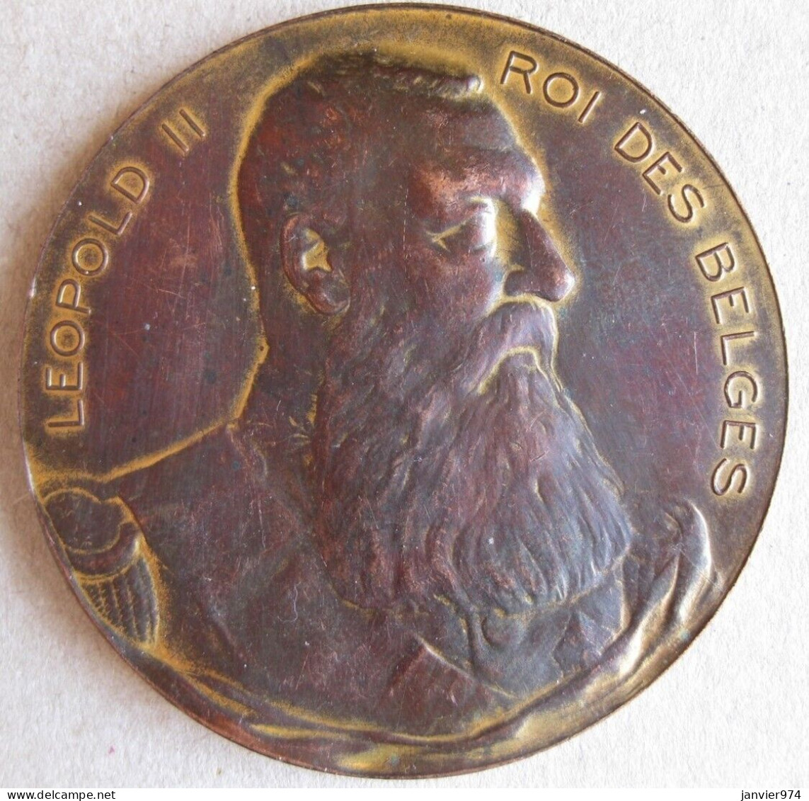 Médaille En Cuivre Exposition Internationale Bruxelles 1908. Léopold II Roi Des Belges - Autres & Non Classés