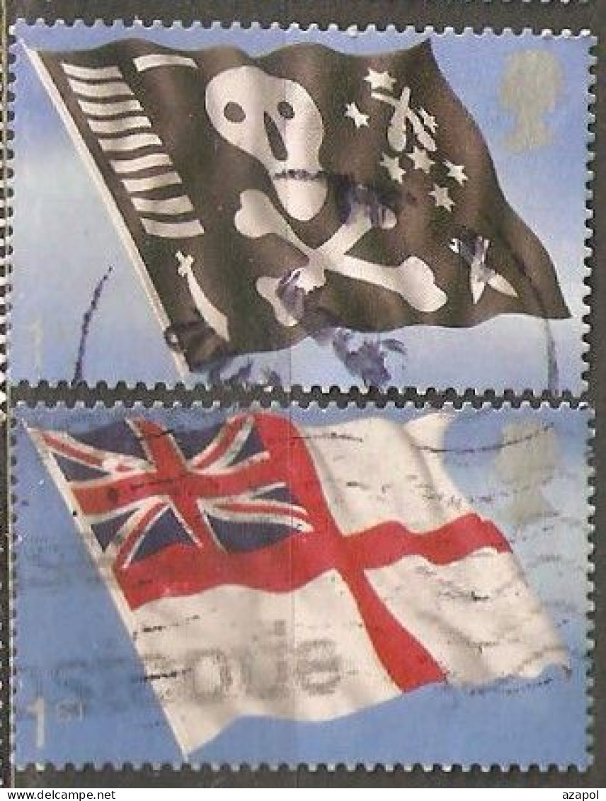 Great Britain: Full Set Of 2 Used Stamps, 100 Years Of Submarine Weapon For Royla Navy, 2001, Mi#1964-1965 - Sellos