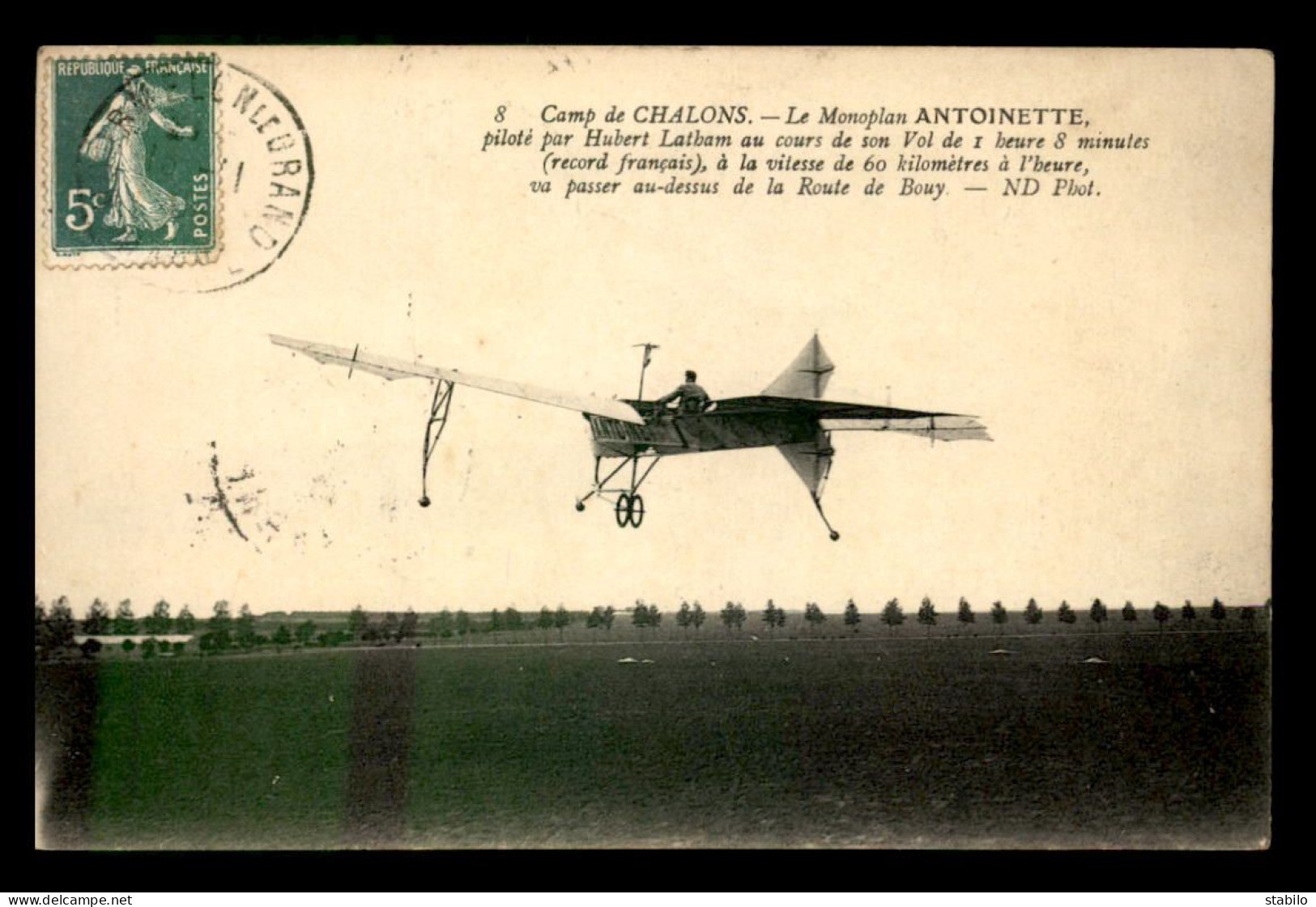 AVIATION - CAMP DE CHALONS - MONOPLAN ANTOINETTE PILOTE PAR LATHAM - ....-1914: Precursors