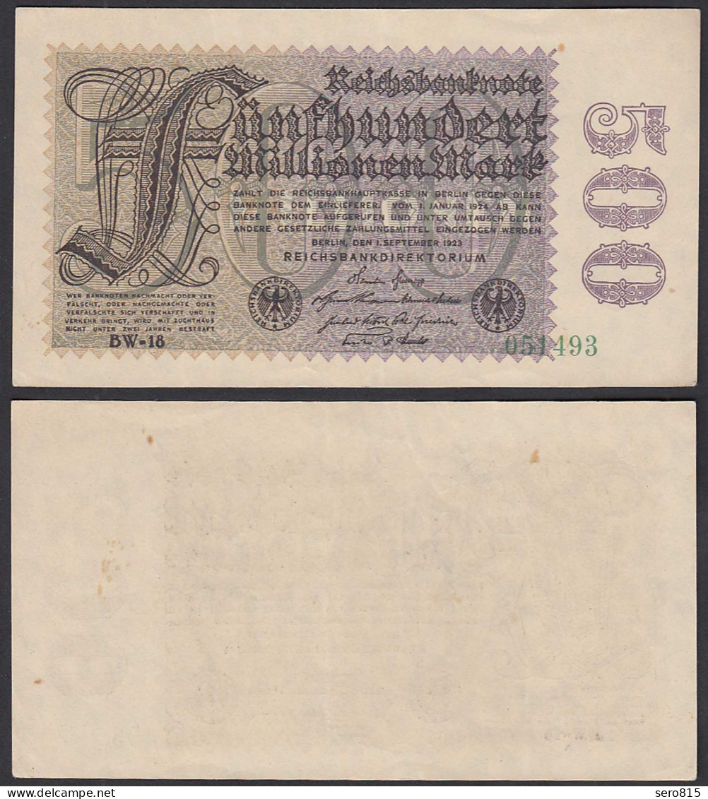 Ro 109f 500 Millionen Mark 1923 6-st. Pick 110e FZ: BW BZ: 18 - XF (2)  (29530 - Andere & Zonder Classificatie