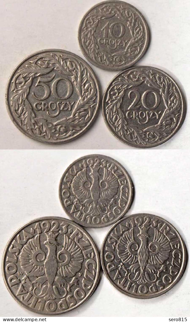 Polen - Poland 10, 20, 50 Groszy Münzen 1923 Kursmünzen   (p506 - Pologne