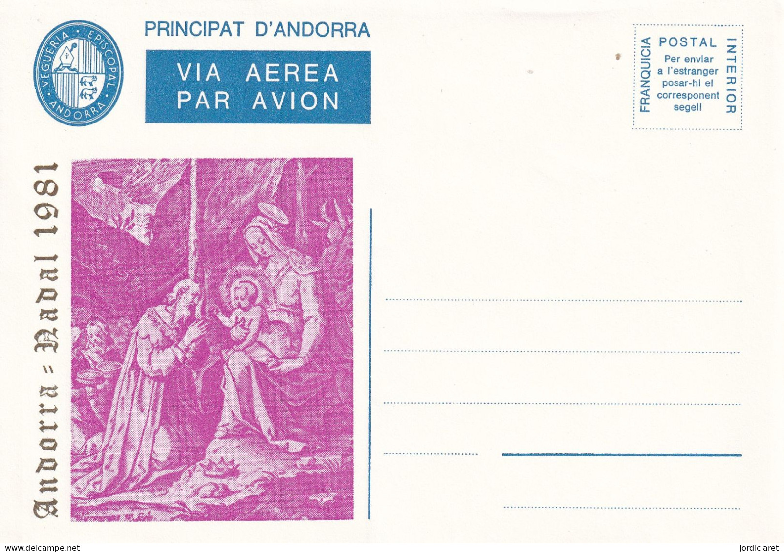 FRANQUICIA  POSTAL INTERIOR 1981 - Viguerie Episcopale