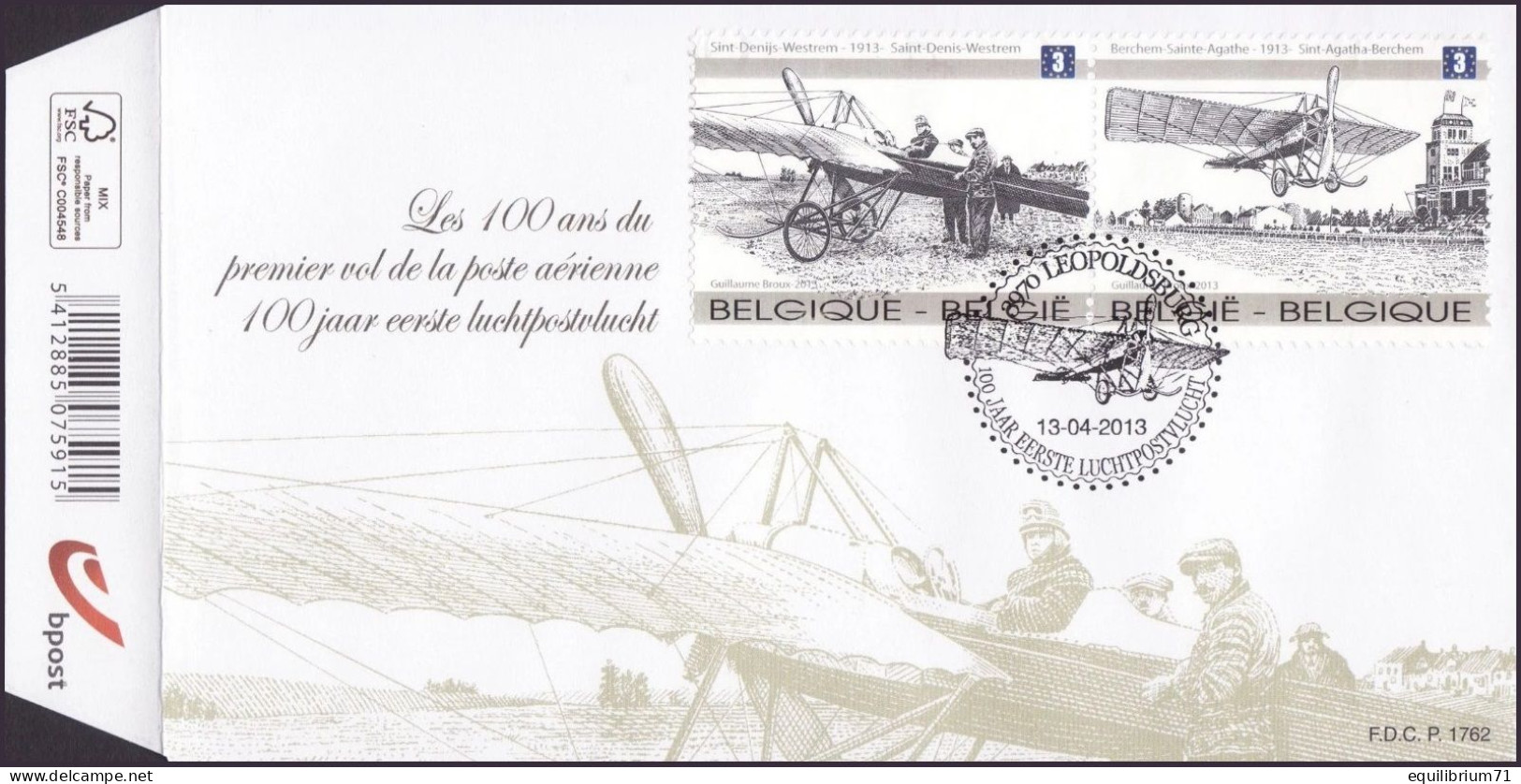 FDC (4333/4334) - Les 100 Ans Du 1er Vol De La Poste Aérienne/100 Jaar Eerste Luchtpostvlucht/100 Jahre Erster Luftpostf - 2011-2014