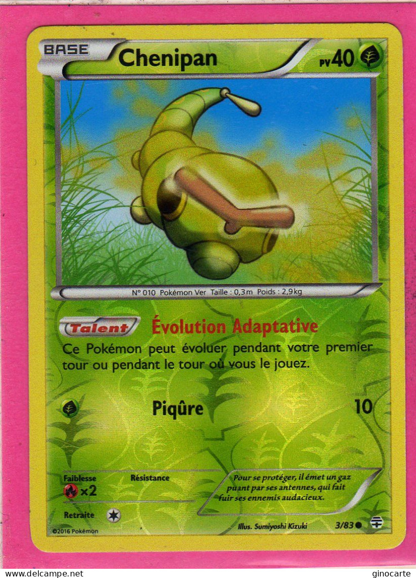 Carte Pokemon Francaise 2016 Xy Generations 3/83 Chenipan 40pv Reverse Neuve - XY