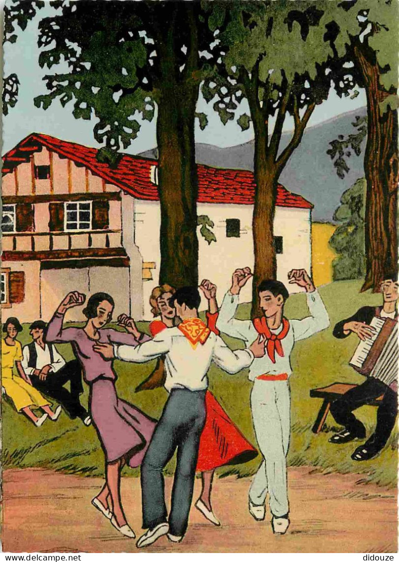 Folklore - Pays Basque - Le Fandango D'après Les Gouaches Originales De Jacques Le Tanneur - Illustration - Carte Dentel - Vestuarios