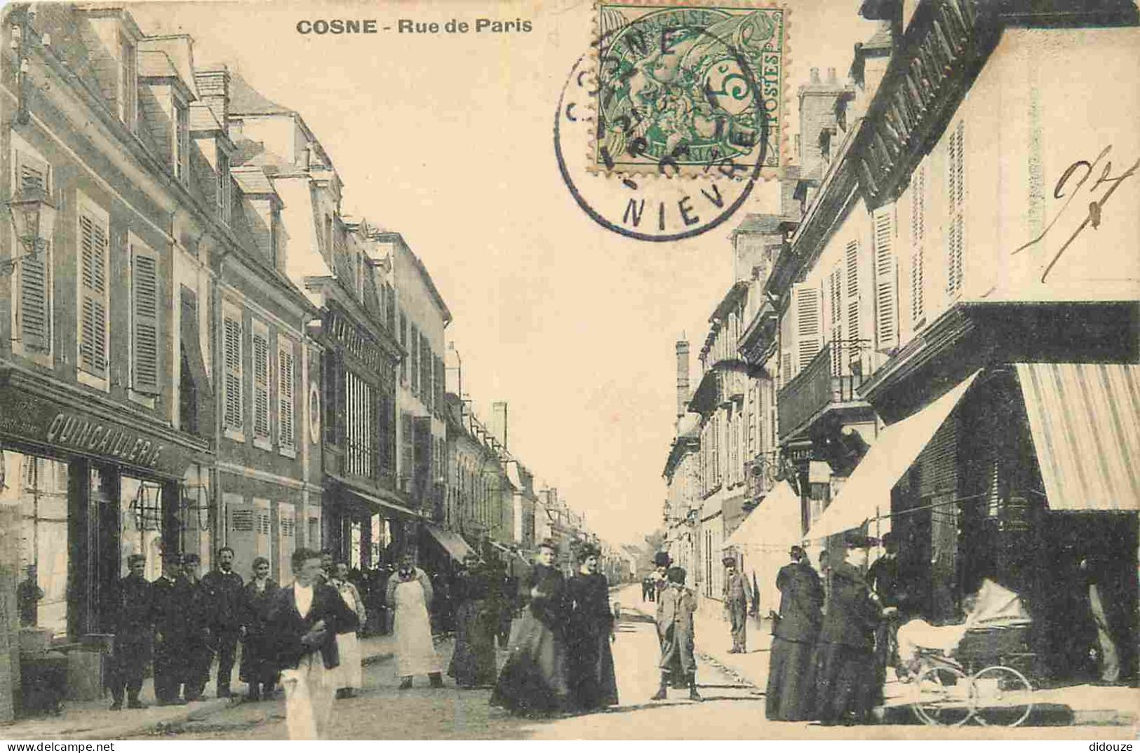 58 - Cosne Cours Sur Loire - Rue De Paris - Animée - CPA - Oblitération De 1907 - Voir Scans Recto-Verso - Cosne Cours Sur Loire